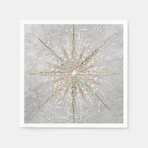 Zilveren sneeuwvlok roze elegante vintage winter servet