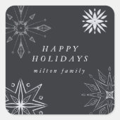 Zilveren sneeuwvlok vakantie envelop zegel (Voorkant)