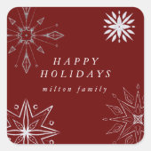 Zilveren sneeuwvlok vakantie envelop zegel (Voorkant)