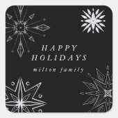 Zilveren sneeuwvlok vakantie envelop zegel (Voorkant)