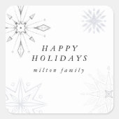 Zilveren sneeuwvlok vakantie envelop zegel (Voorkant)