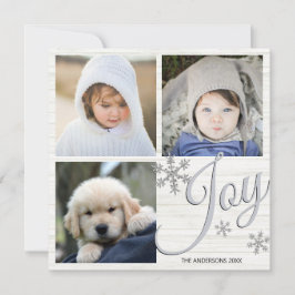 Zilveren Sneeuwvlok Vreugdescript 3 Fotocollage Feestdagenkaart