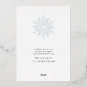 Zilveren sneeuwvlok Vrolijk Kerstfeest Familie Folie Feestdagenkaart (Achterkant)