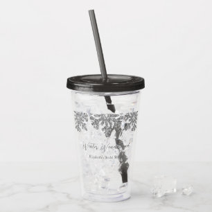 Zilveren Sneeuwvlok Winter Bruidsdouche Acryl Drinkbeker
