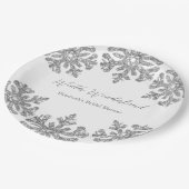 Zilveren Sneeuwvlok Winter Bruidsfeest Papieren Bordje (Gekanteld)