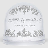Zilveren Sneeuwvlok Winter Bruidsfeest Sneeuwbol (Voorkant)