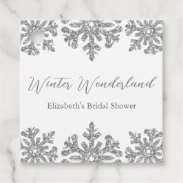 Zilveren Sneeuwvlok Winter Bruidsjurk Shower Bedankjes Labels