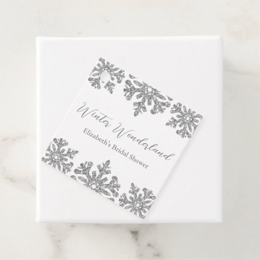 Zilveren Sneeuwvlok Winter Bruidsmeisjesfeest Bedankjes Labels (In situ)