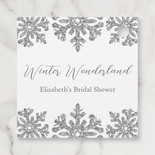 Zilveren Sneeuwvlok Winter Bruidsmeisjesfeest Bedankjes Labels (Achterkant)