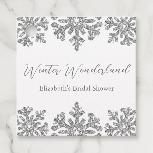 Zilveren Sneeuwvlok Winter Bruidsmeisjesfeest Bedankjes Labels (Voorkant)