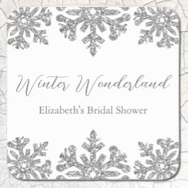 Zilveren Sneeuwvlok Winter Bruidsmeisjesfeest Kartonnen Onderzetters