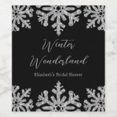 Zilveren Sneeuwvlok Winter Bruidsmeisjesfeest Wijn Etiket (Enkel label)