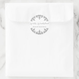 Zilveren Sneeuwvlok Winter Bruidsuitnodiging Ronde Sticker