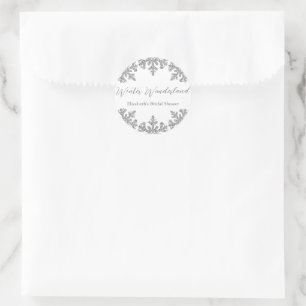 Zilveren Sneeuwvlok Winter Bruidsuitnodiging Ronde Sticker