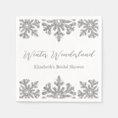 Zilveren Sneeuwvlok Winter Bruidsuitnodiging Servet (Voorkant)
