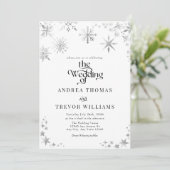 Zilveren sneeuwvlok | Winter bruiloft uitnodiginge Kaart (Staand voorkant)