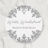 Zilveren Sneeuwvlok Winter Bruiloftsfeest Bedankjes Labels (Achterkant)