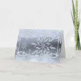 Zilveren sneeuwvlok winter ijs elegant grijs kaart