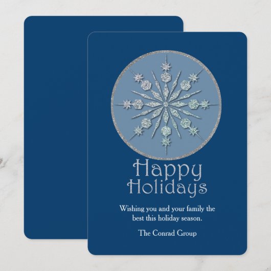Zilveren Sneeuwvlok Zakelijke Kerstkaart (Voorkant / Achterkant)