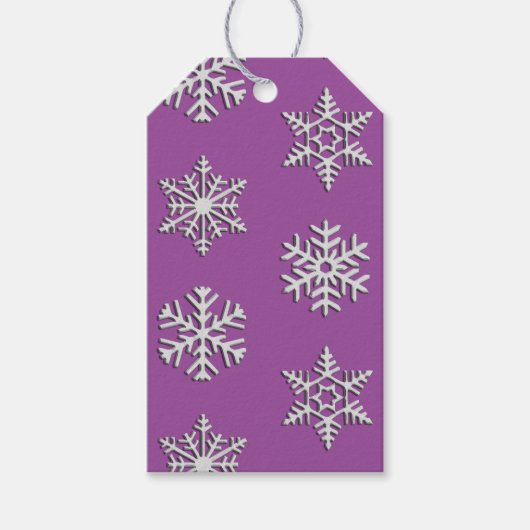 Zilveren sneeuwvlokafdruk,  achtergrond cadeaulabel (Voorkant)