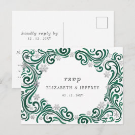Zilveren Sneeuwvlokjes Winter Bruiloft RSVP Briefkaart
