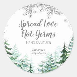 Zilveren sneeuwvlokken bos Hand Sanitizers Label