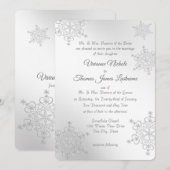 Zilveren sneeuwvlokken bruiloft kaart (Voorkant / Achterkant)