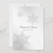 Zilveren sneeuwvlokken bruiloft kaart (Achterkant)