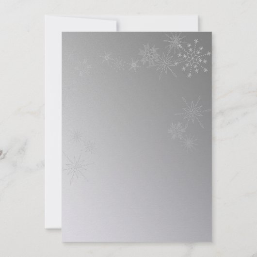 Zilveren sneeuwvlokken bruiloft kaart (Achterkant)