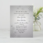 Zilveren sneeuwvlokken bruiloft kaart (Staand voorkant)