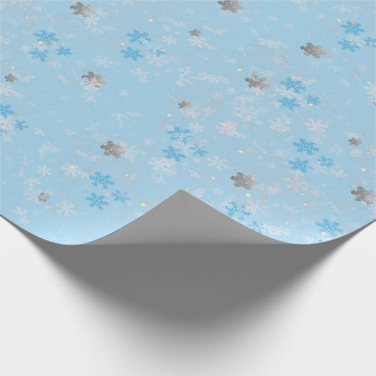 ZILVEREN SNEEUWVLOKKEN CADEAUPAPIER (Hoek)