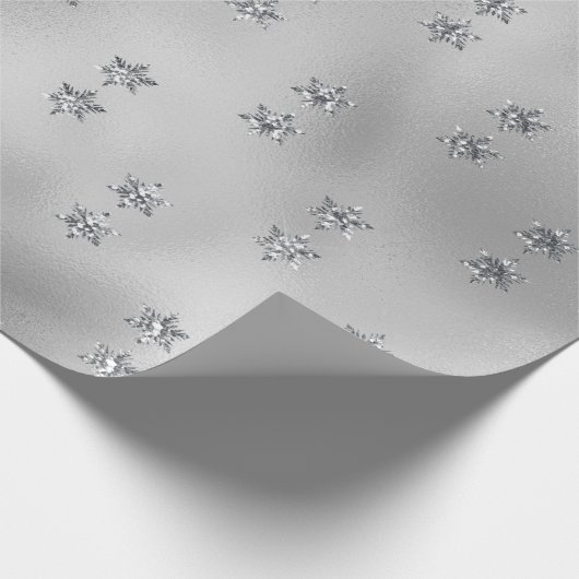 Zilveren sneeuwvlokken Glitter Kerstvakantie Cadeaupapier (Hoek)