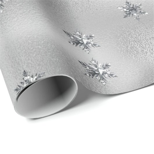 Zilveren sneeuwvlokken Glitter Kerstvakantie Cadeaupapier (Rol Hoek)