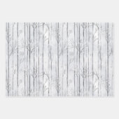 Zilveren Sneeuwvlokken Kerstboom Branches Inpakpapier Vel (Voorkant 3)