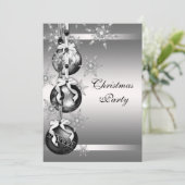 Zilveren sneeuwvlokken kerstfeest kaart (Staand voorkant)