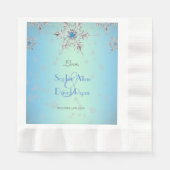 Zilveren Sneeuwvlokken Kristallen Blauwe Parels Br Servetten (Voorkant)