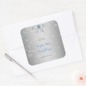 Zilveren Sneeuwvlokken Kristallen Zilveren Parels  Vierkante Sticker (Envelop)