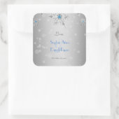 Zilveren Sneeuwvlokken Kristallen Zilveren Parels  Vierkante Sticker (Tas)