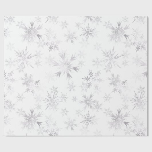 Zilveren Sneeuwvlokken Moderne Kerstvakantie Cadeaupapier (Vlak)