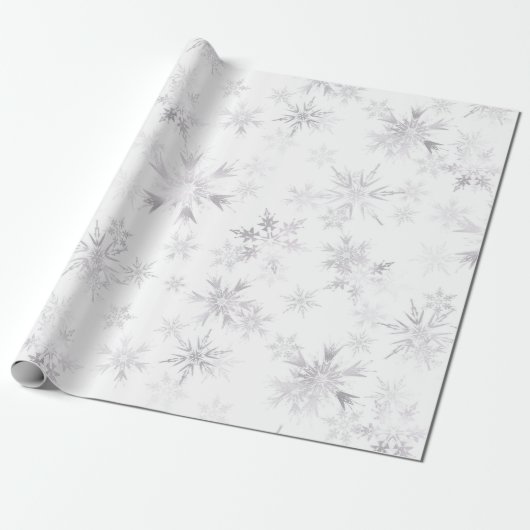 Zilveren Sneeuwvlokken Moderne Kerstvakantie Cadeaupapier (Uitgerold)