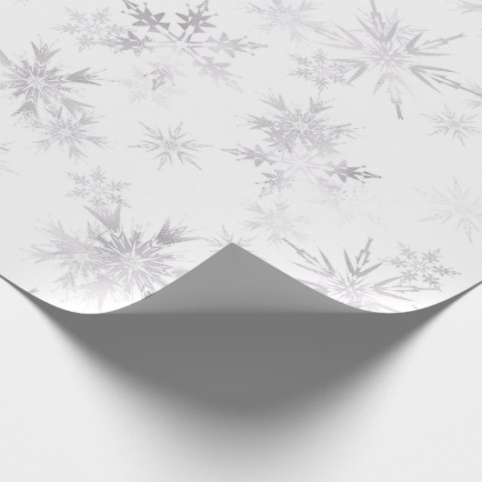 Zilveren Sneeuwvlokken Moderne Kerstvakantie Cadeaupapier (Hoek)