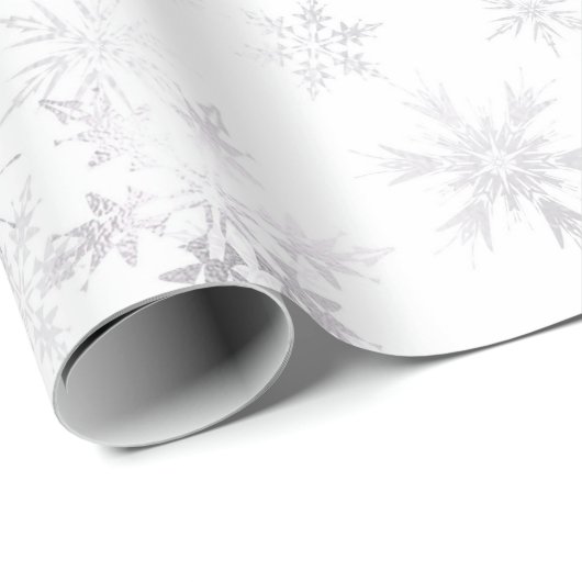 Zilveren Sneeuwvlokken Moderne Kerstvakantie Cadeaupapier (Rol Hoek)