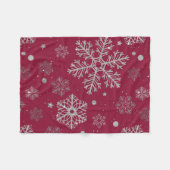 Zilveren sneeuwvlokken op donkerrood fleece deken (Voorkant (Horizontaal))