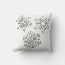 Zilveren Sneeuwvlokken op Winter Wit Kussen