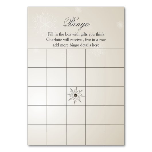 zilveren sneeuwvlokken vrijgezellenfeest bingo-kaa kaart (Achterkant)