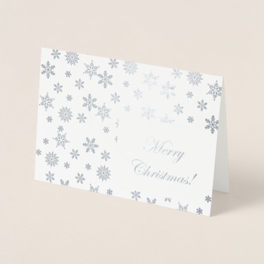 Zilveren sneeuwvlokken Vrolijk kerstfeest! Folie Kaarten (Voorkant)