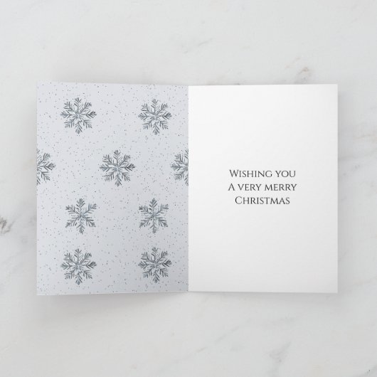 Zilveren Sneeuwvlokken Warm Wensen Cacao Kerstmis Kaart (Binnen)
