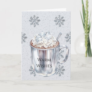 Zilveren Sneeuwvlokken Warm Wensen Cacao Kerstmis Kaart