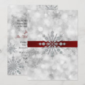 Zilveren Sneeuwvlokken Winter Huwelijksuitnodiging Kaart (Voorkant / Achterkant)