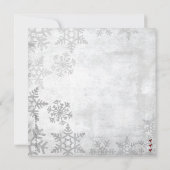 Zilveren Sneeuwvlokken Winter Huwelijksuitnodiging Kaart (Achterkant)